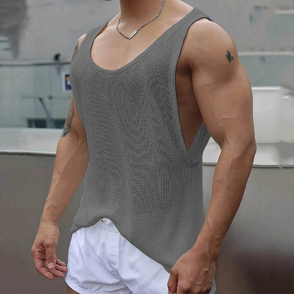 Men's Sleeveless Knitted Fitness Tank Top - Quick-Drying Summer Style - Buy Center US