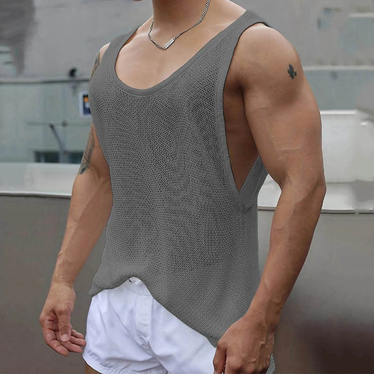 Men's Sleeveless Knitted Fitness Tank Top - Quick-Drying Summer Style - Buy Center US