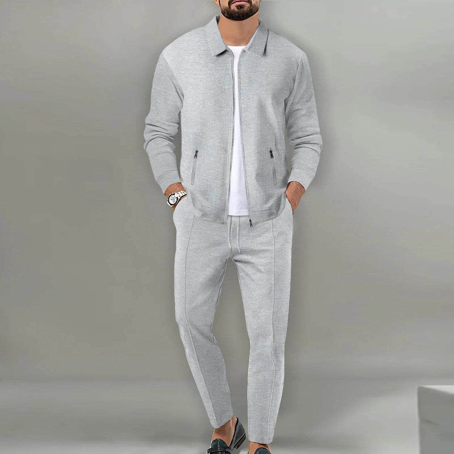 Boilen Heng Xin Men's Casual Blazer Set - Waffle Baseball Suit - Buy Center US