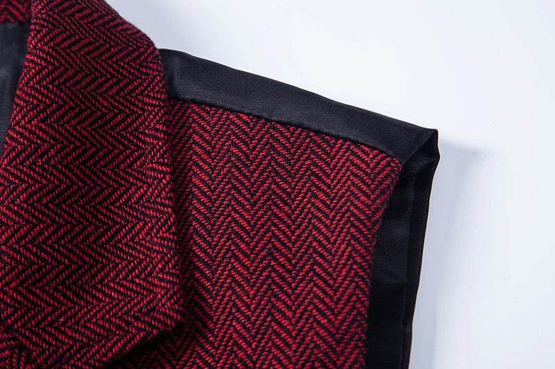 Men's Double Breasted Herringbone Vest - Casual Formal Suit Option - Buy Center US