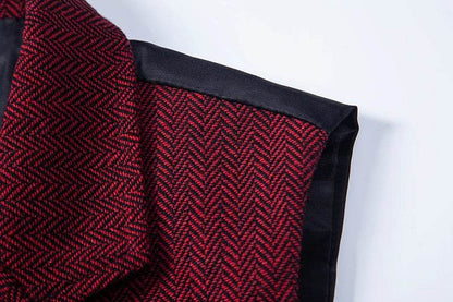 Men's Double Breasted Herringbone Vest - Casual Formal Suit Option - Buy Center US