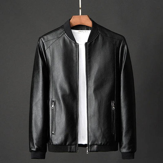 FAVOCENT Men's Black Biker PU Leather Coat - Casual Slim Fit Jacket - Buy Center US