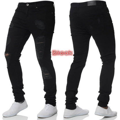 Men's Stretch Skinny Jeans - Grey Blue Black Hip Hop Denim Trousers - Buy Center US