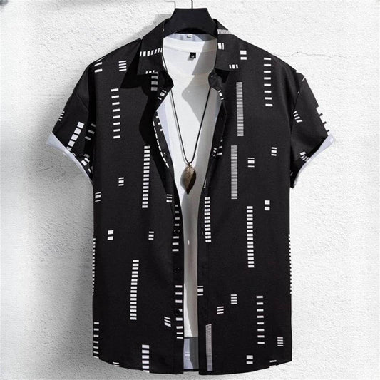 3D Printed Color Block Men's Hawaiian Shirt - Short Sleeve Casual Blouse - Buy Center US