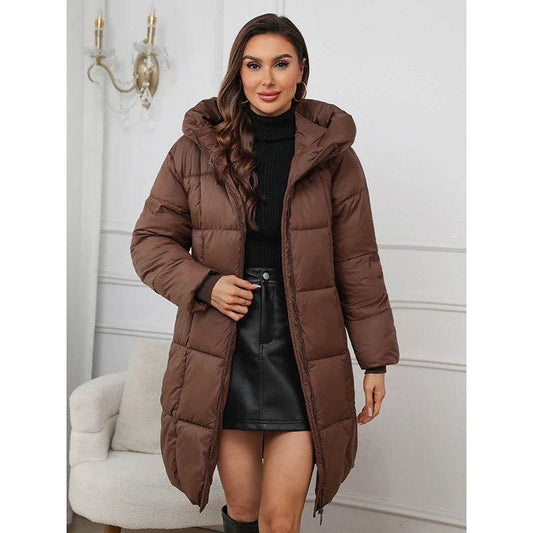 Women's Long Thick Cotton Coat - Casual Warm Parka for Autumn 2024 - Buy Center US