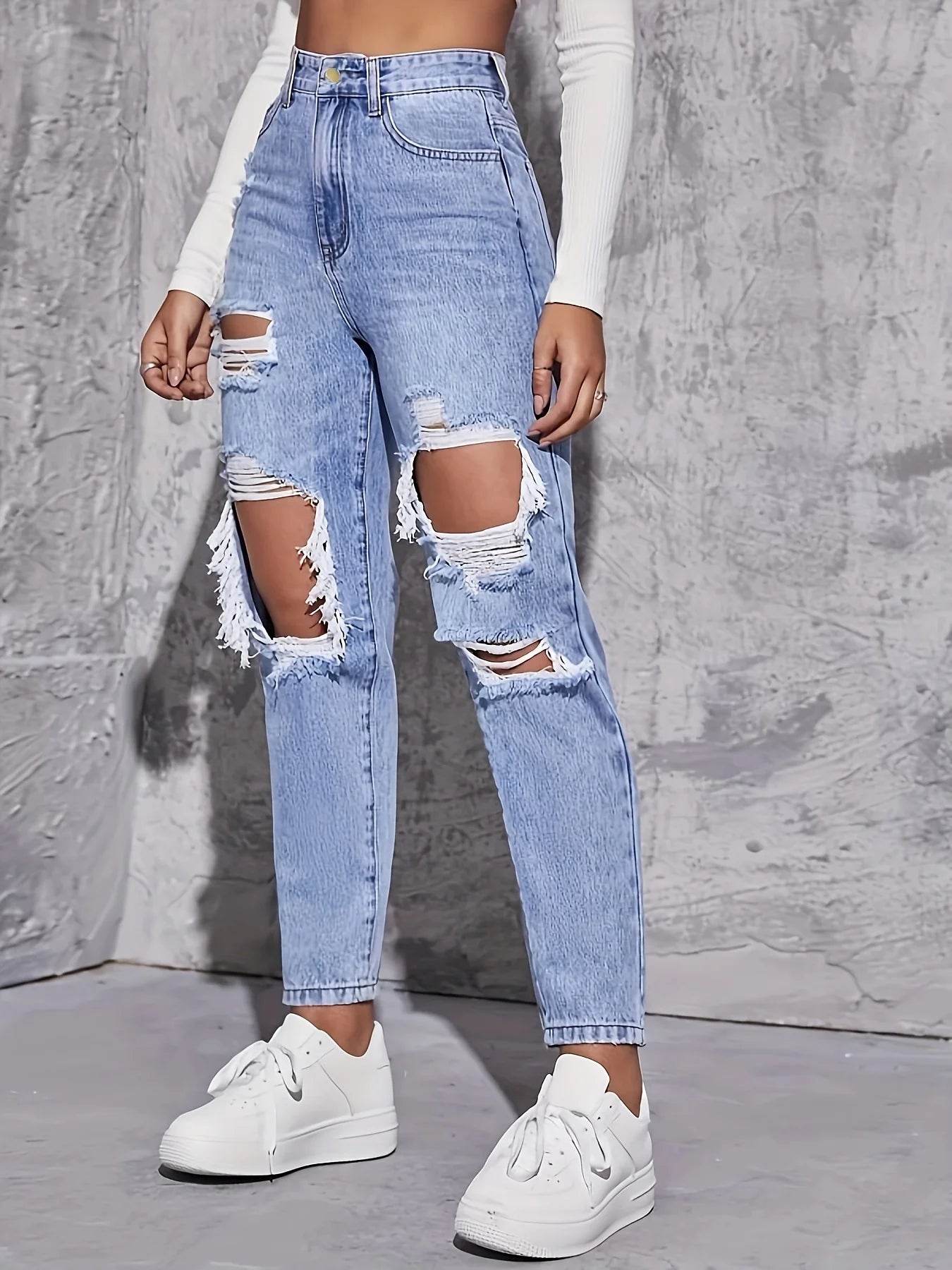 American Retro High Waist Jeans - Loose Fit, Wide-Legged Design - Buy Center US
