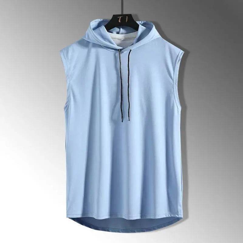 Stylish Solid Color Men's Tank Top - Casual Hooded Sleeveless Tee - Buy Center US