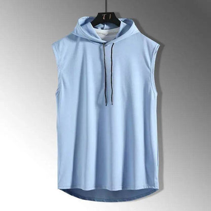 Stylish Solid Color Men's Tank Top - Casual Hooded Sleeveless Tee - Buy Center US