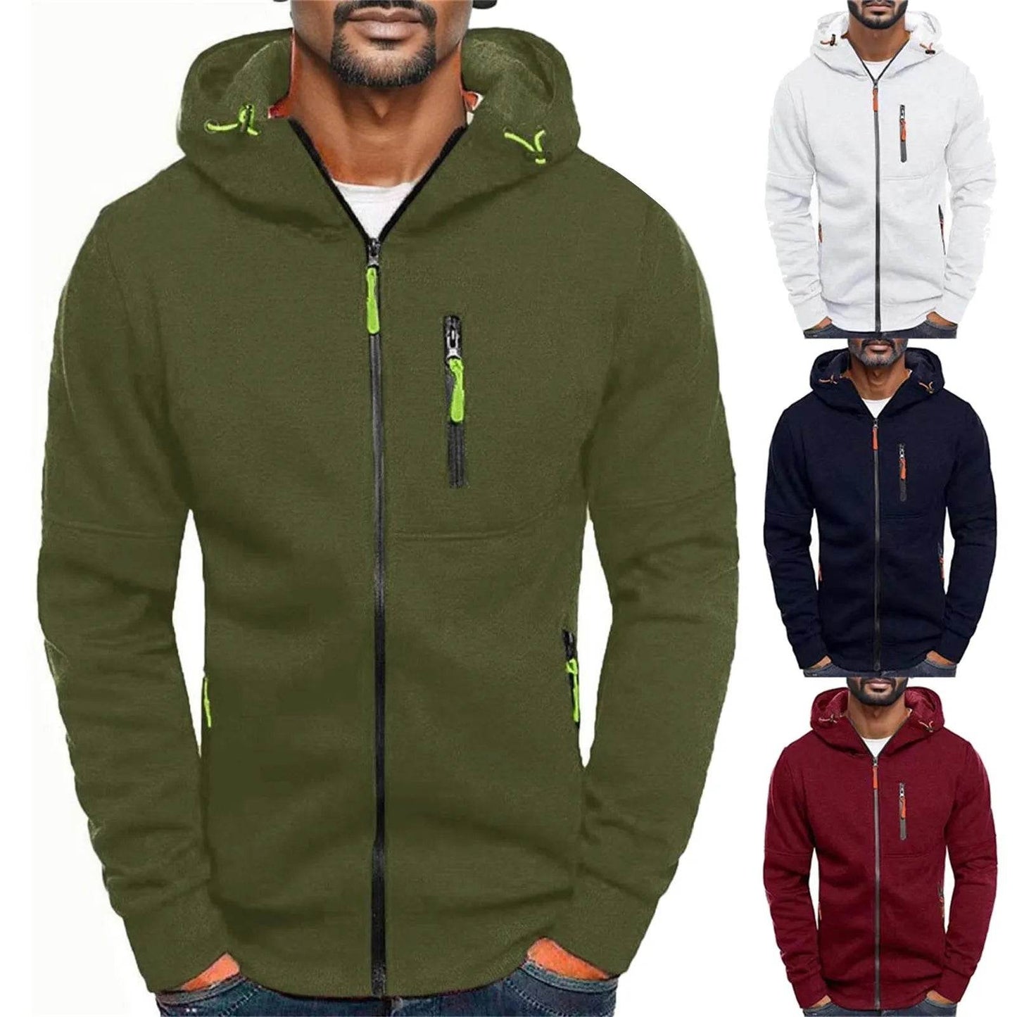 Men's Color Blocked Casual Jacket - Thin, Hooded, Slim Fit Design - Buy Center US