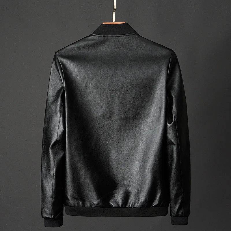 FAVOCENT Men's Black Biker PU Leather Coat - Casual Slim Fit Jacket - Buy Center US