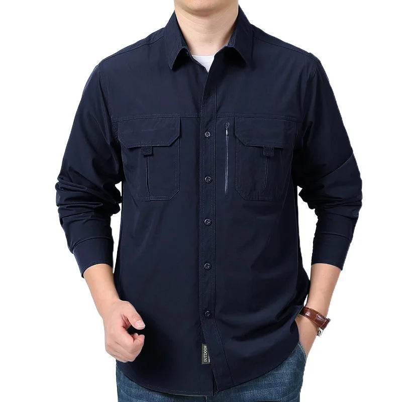 Wolf Inheritance Men's Tactical Work Shirt - Long Sleeve, Multi-Pocket Casual - Buy Center US