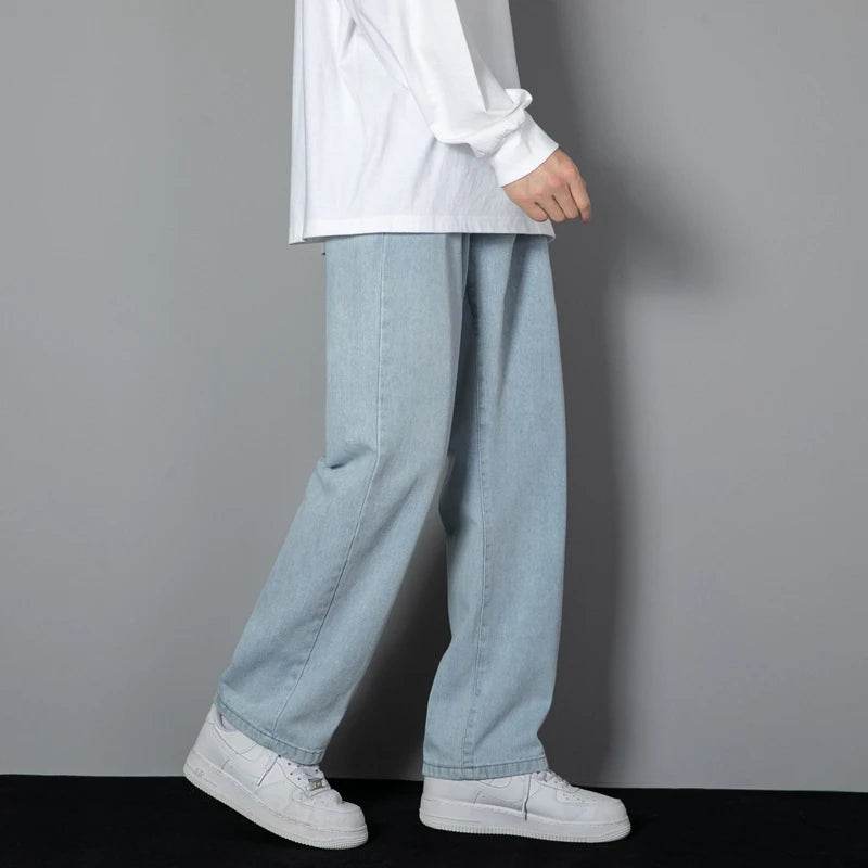 2025 Classic Korean Men's Casual Jeans - Light Blue Grey Black - Buy Center US