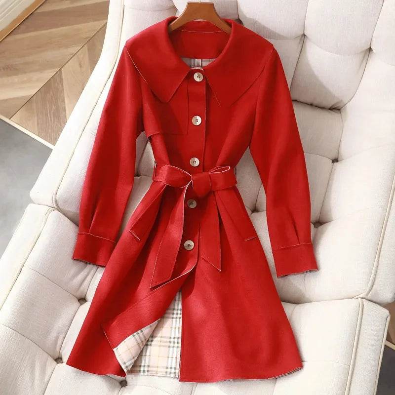Women's Long Suede Trench Coat 2024 - Fashionable & Chic - Buy Center US