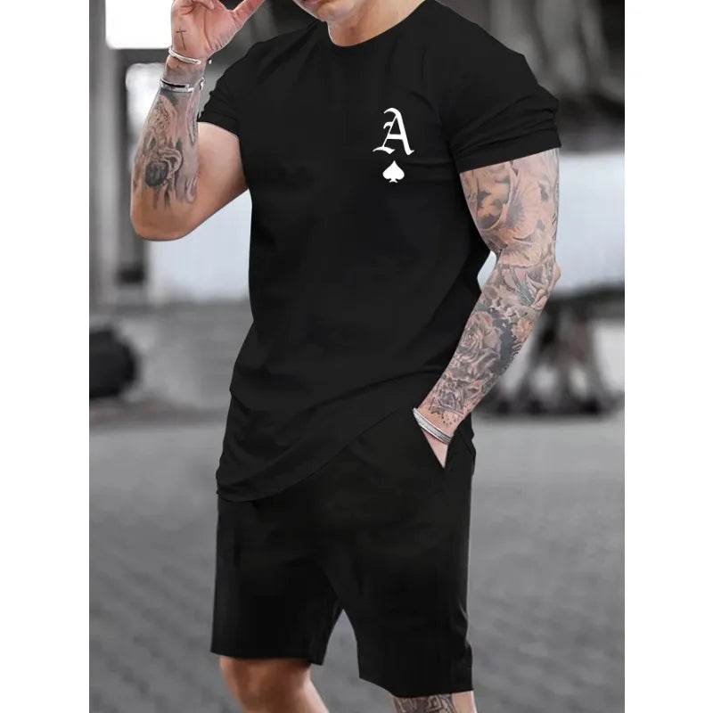 Men's Summer A-line Poker Pattern T-Shirt - Breathable Casual Cotton Tee - Buy Center US