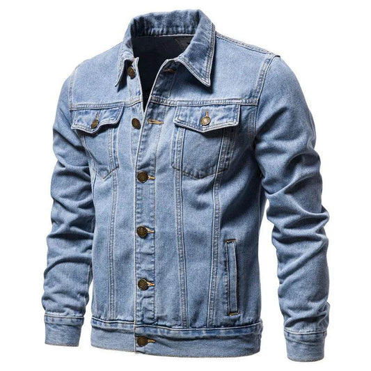 Kalenmos Men's Denim Coat - Casual Turn Down Collar Full Sleeve Jacket - Buy Center US