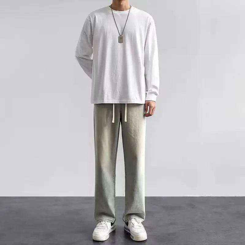 2023 Korean Fashion Men's Casual Ankle-Length Wide-leg Jeans - Buy Center US