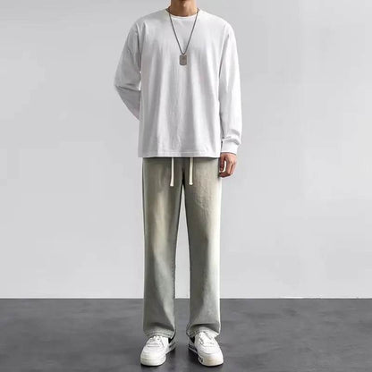 2023 Korean Fashion Men's Casual Ankle-Length Wide-leg Jeans - Buy Center US