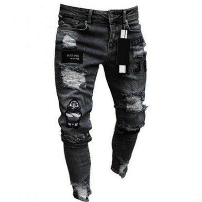Tsingyi White Embroidery Ripped Jeans - Slim Fit Casual Denim - Buy Center US