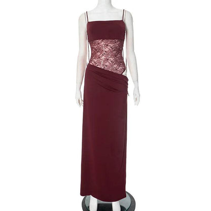 Elegant Lace Cut Out Maxi Dress - Sexy Spaghetti Strap Women’s Wear - Buy Center US