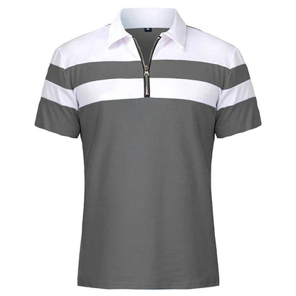 ReFire Gear Men's Casual Summer Polo - 1/4 Zip, Contrast Striped Style - Buy Center US