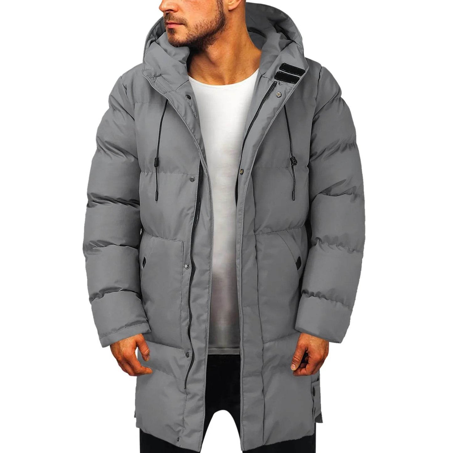 Men’s Oversized Cotton Puffer Parka - Warm Winter Jacket with Hood - Buy Center US