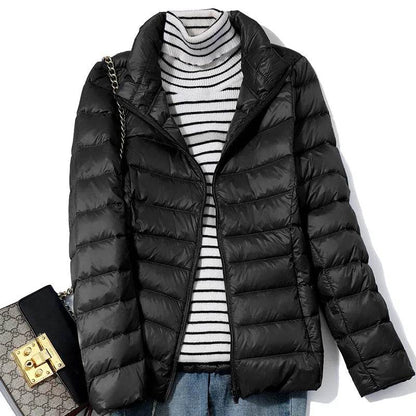 Women's Ultra Lightweight Puffer Jacket - Slim Fit White Duck Down - Buy Center US