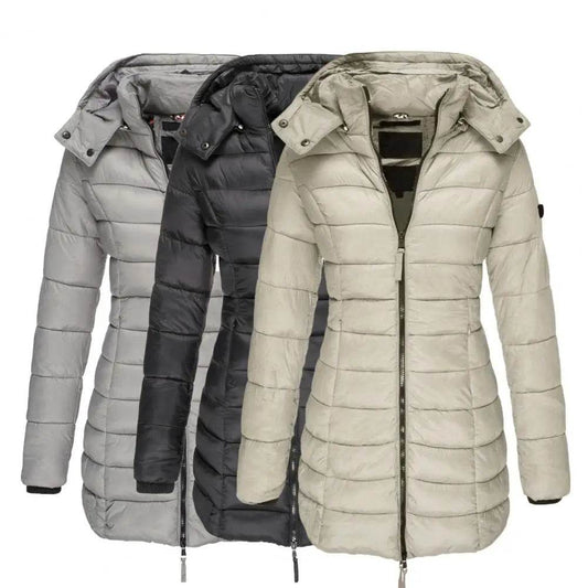Korean Style Women's Quilted Cotton Coat - Hooded, Warm Parka - Buy Center US