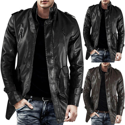 Men's Casual Leather Jacket - Waterproof, Tactical Windproof Coat - Buy Center US