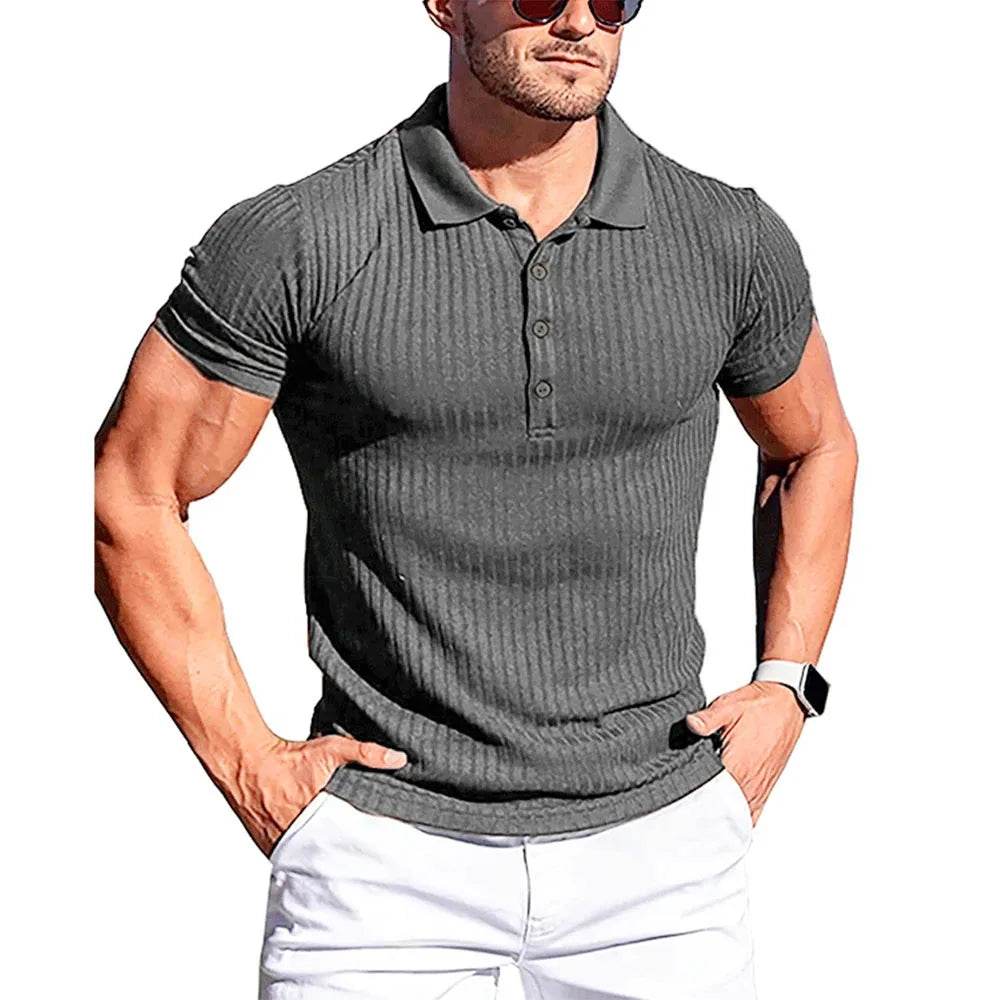 King Billion Men's Summer Polo Shirt - Solid Stripe, Short Sleeve Casual Wear - Buy Center US