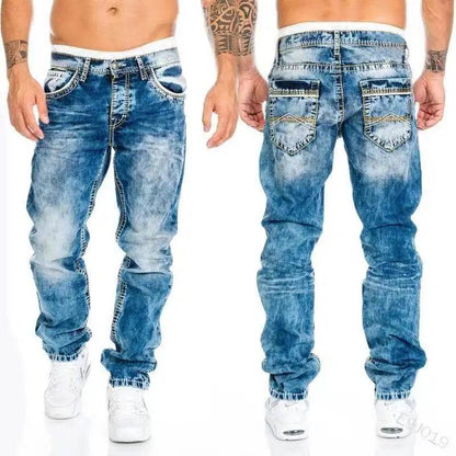 HONGYOUHANYAN Men's Stretch Straight Jeans - Casual Hip Hop Design - Buy Center US