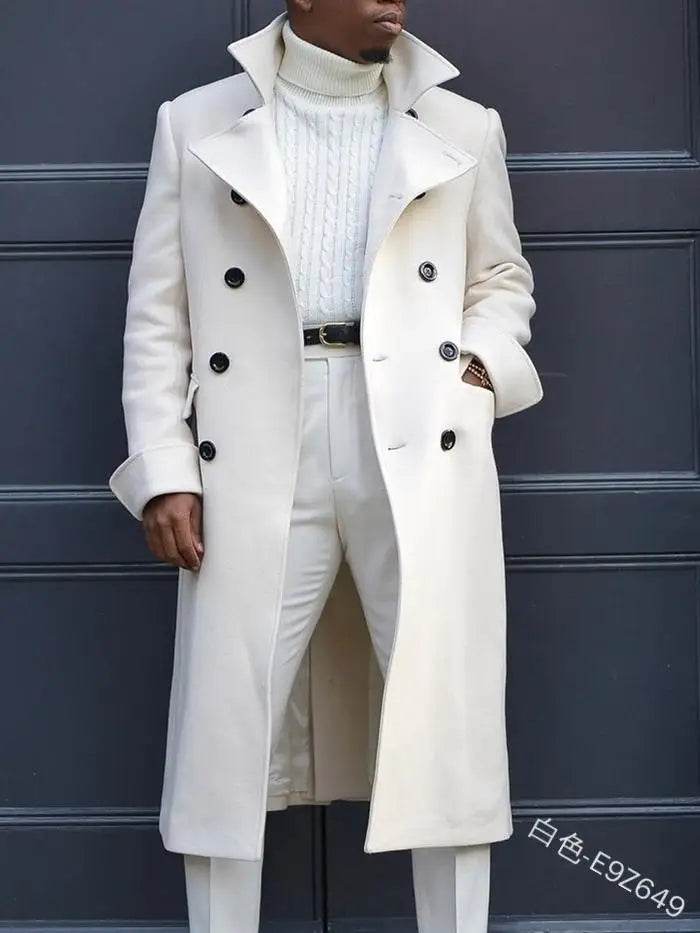 Men's Double-Breasted Woolen Overcoat - Casual England Style Winter Jacket - Buy Center US