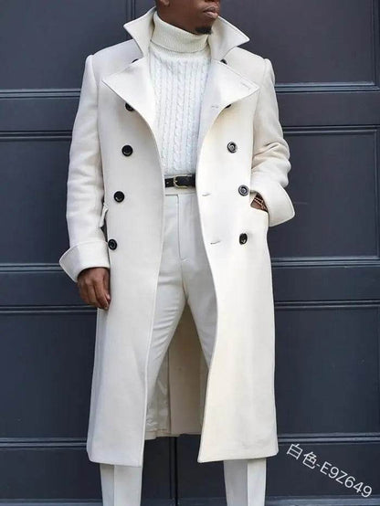 Men's Double-Breasted Woolen Overcoat - Casual England Style Winter Jacket - Buy Center US