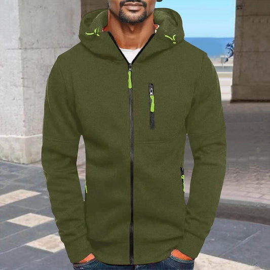 Men's Color Blocked Casual Jacket - Thin, Hooded, Slim Fit Design - Buy Center US