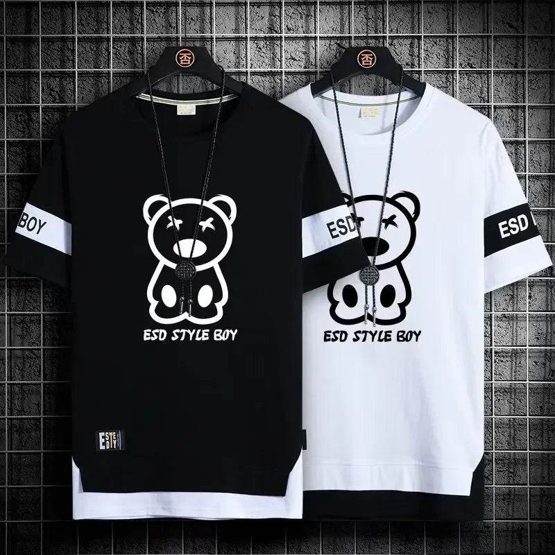 XMSFTD Men's Korean Style Oversized T-Shirt - Casual Short Sleeve Top - Buy Center US
