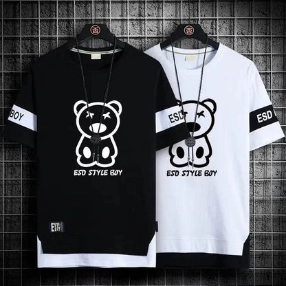 XMSFTD Men's Korean Style Oversized T-Shirt - Casual Short Sleeve Top - Buy Center US