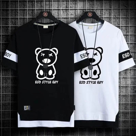 XMSFTD Men's Korean Style Oversized T-Shirt - Casual Short Sleeve Top - Buy Center US