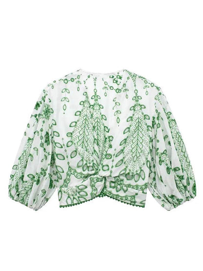 Summer 2024 Women’s 2-Piece Shorts Set - Fashionable Embroidery Blouse - Buy Center US