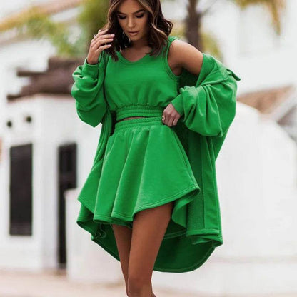 HGTE Women's Trendy Solid Color 3-Piece Tank Top & Shorts Set - Buy Center US