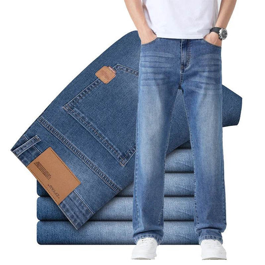 Lightweight Men's Casual Jeans - Breathable Solid Color Straight Fit - Buy Center US