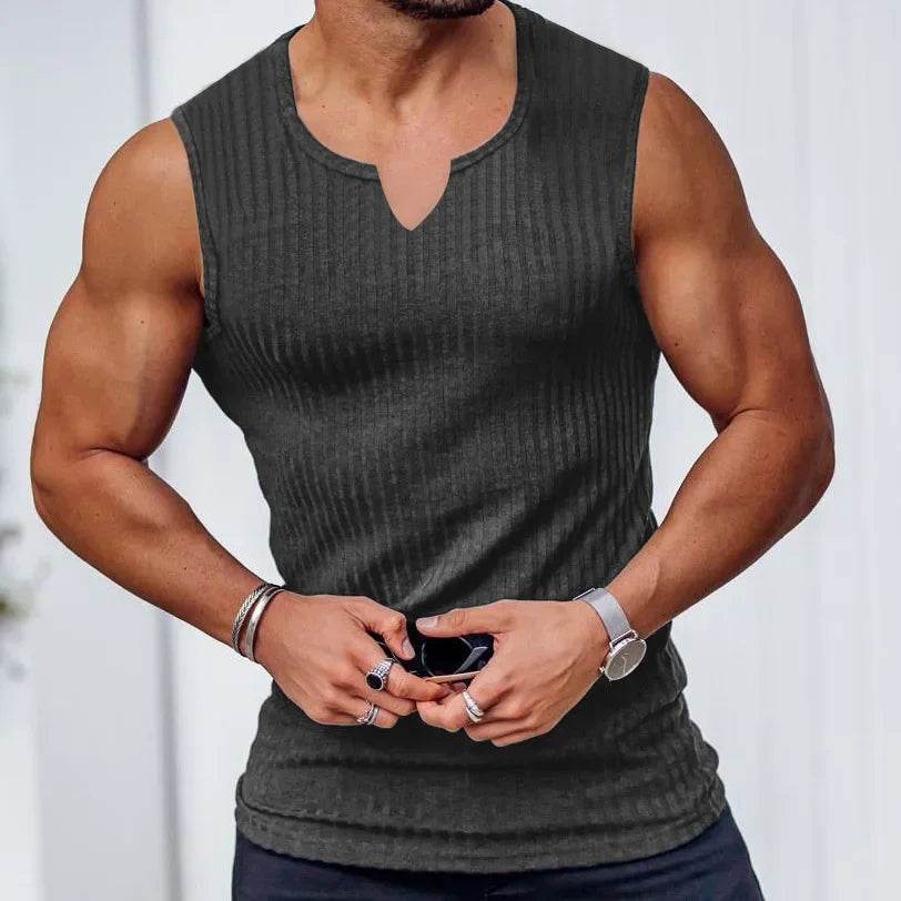 RUASPV Men's V-Neck Gym Tank Top - Cool Summer Fitness Sleeveless Vest - Buy Center US