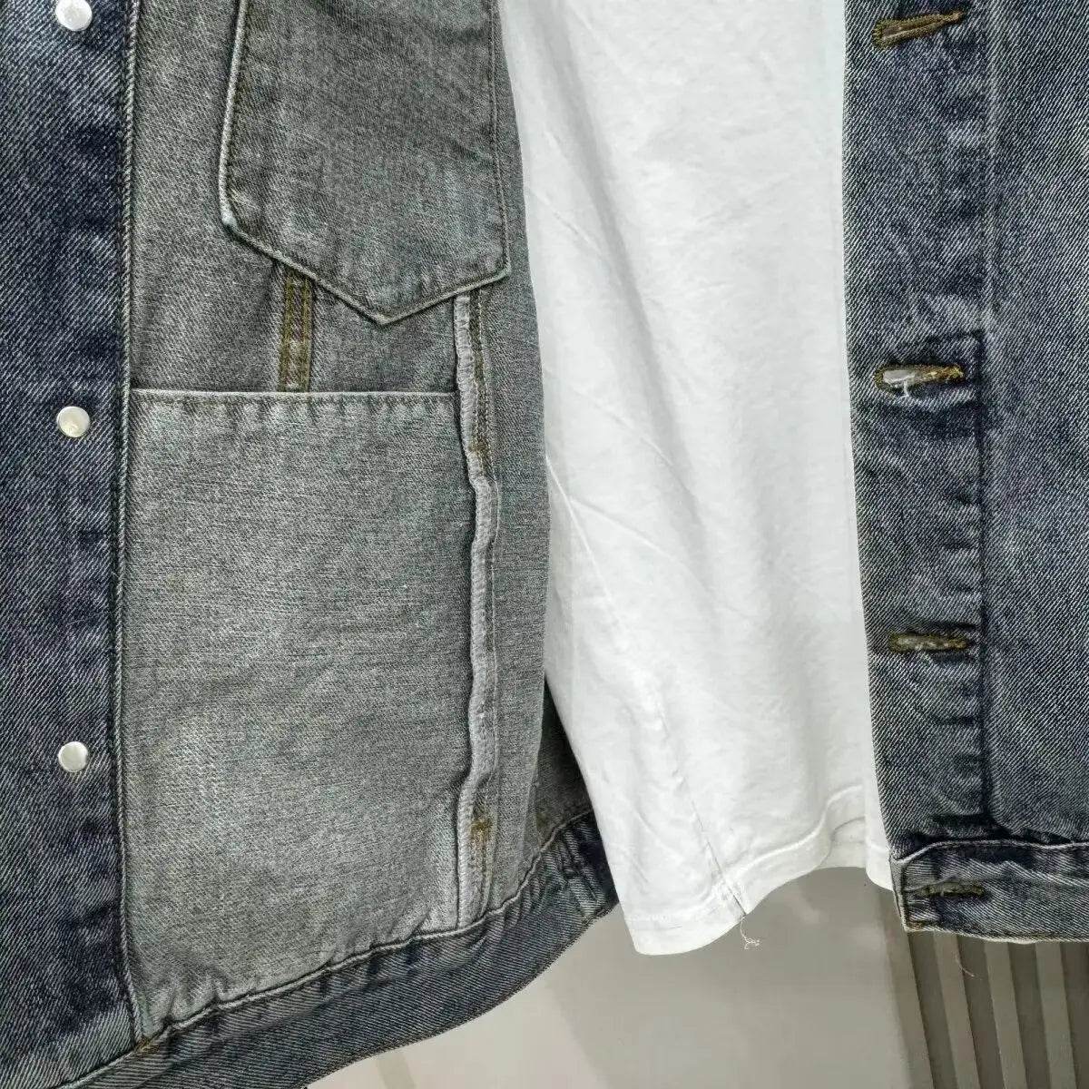 High-End Vintage Thick Plate Denim Jacket for Men - Casual Spring Autumn Wear - Buy Center US