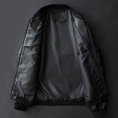 2024 Autumn Men’s Black PU Leather Biker Jacket - Slim Fit Casual Style - Buy Center US