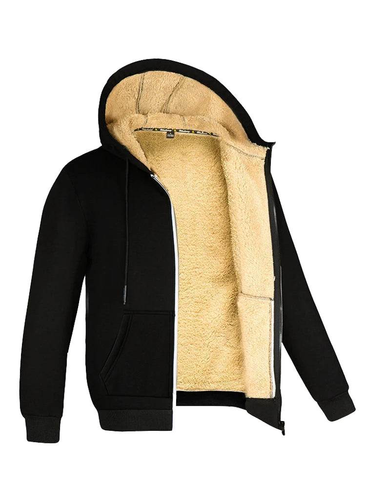 REALXIZI Thicken Lambswool Jacket - Casual Hooded Zipper Coat for Men & Women - Buy Center US