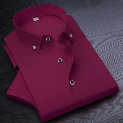 GOZBKF Men's Short Sleeve Dress Shirt - Solid Colors for Smart Casual Wear - Buy Center US
