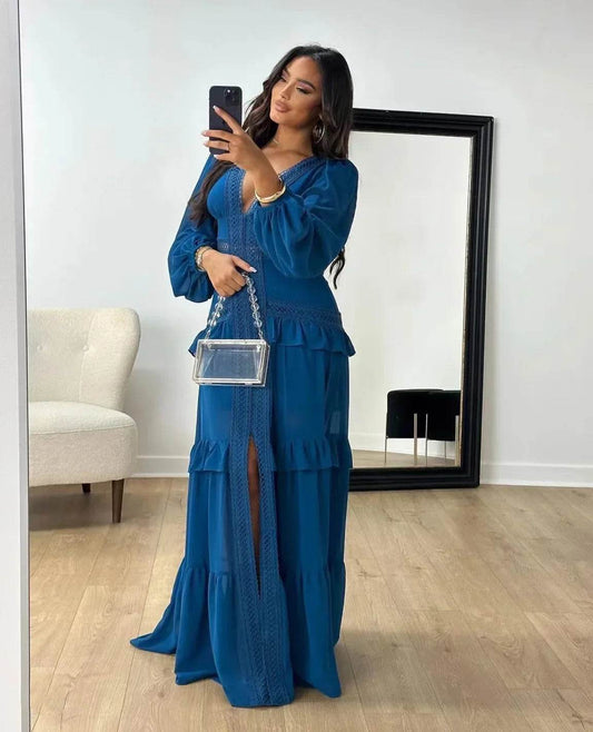Elegant Women’s Long Sleeved Ruffle Dress - Stylish Party Wear - Buy Center US
