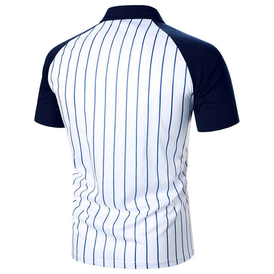 Men's Stripe Polo Shirt - Classic Casual Streetwear for Spring & Summer - Buy Center US