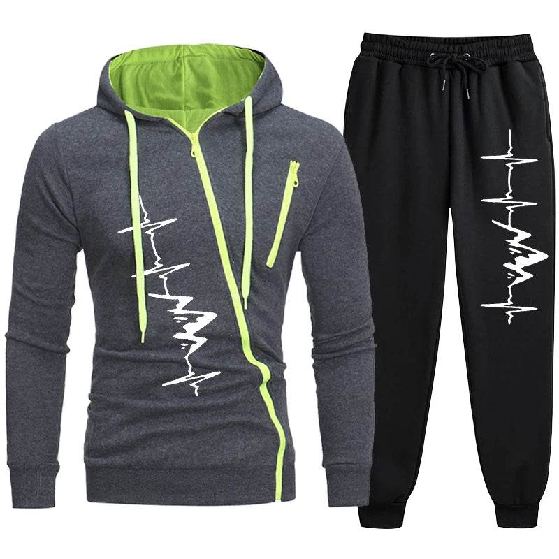 QIWN Men's Winter Tracksuit - Casual Zipper Jacket & Sweatpants Set - Buy Center US