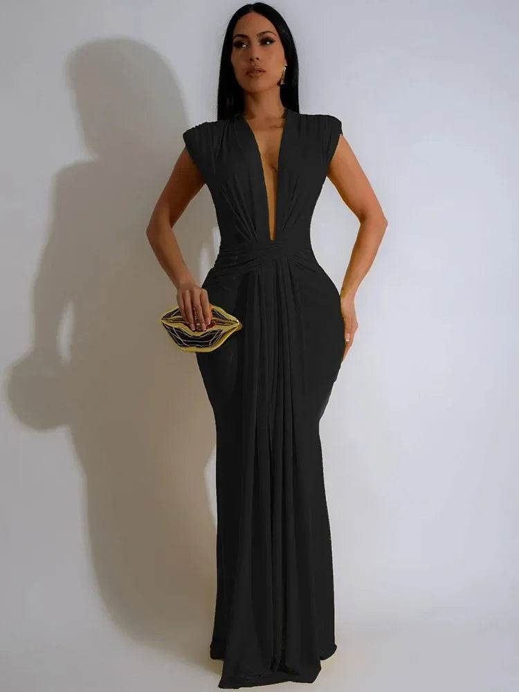 Doyerl Elegant Ruched Maxi Dress for Women - Perfect Party Wear - Buy Center US