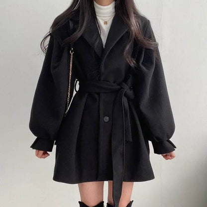 Women's Thickened Woolen Coat - Dragon & Phoenix Pattern for Autumn/Winter - Buy Center US