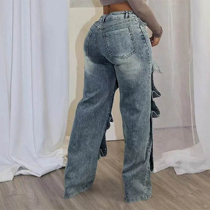 High Street Women’s Wide Leg Denim Pants - Cargo Cutout Style - Buy Center US